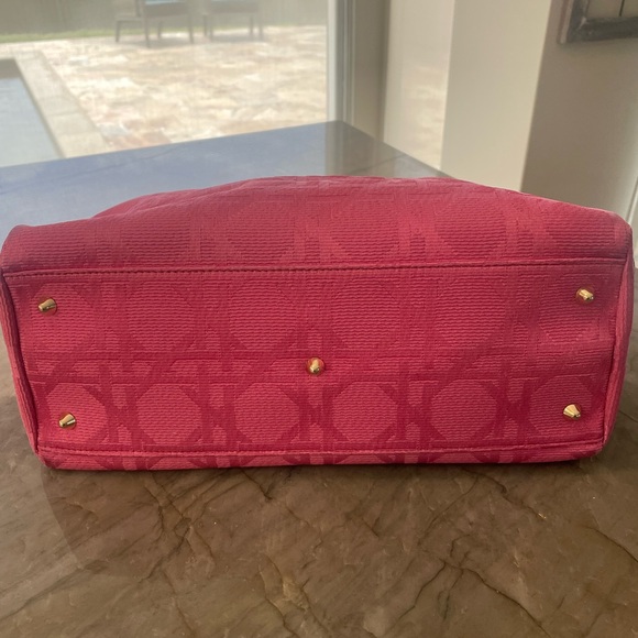 Authentic Christian Dior Pink Quilted Tote Satchel Career Resort Luxury Beachy - Picture 3 of 9